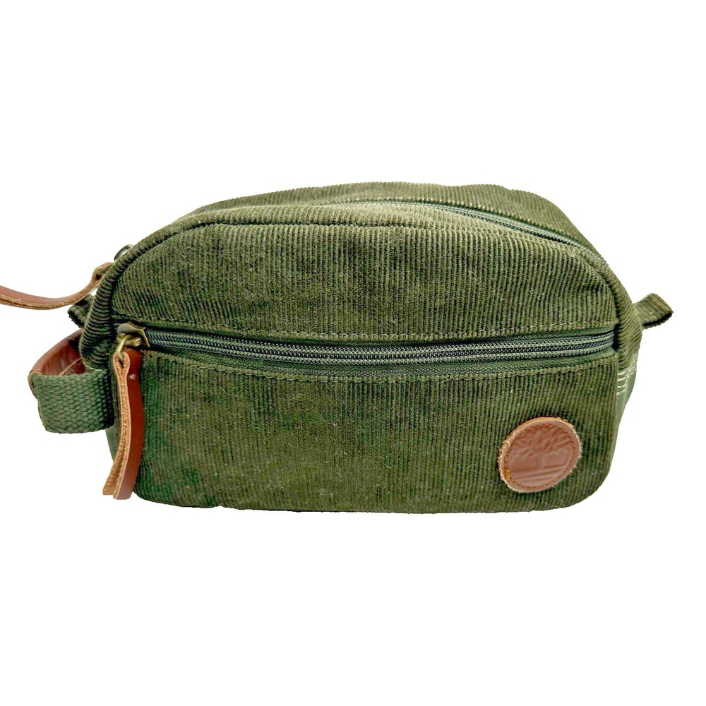 Timberland Toiletry bag Green Corduroy Travel Handle 5x9x4